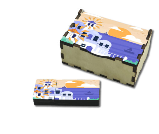 Ξύλινο USB 64GB και θήκη με εκτύπωση